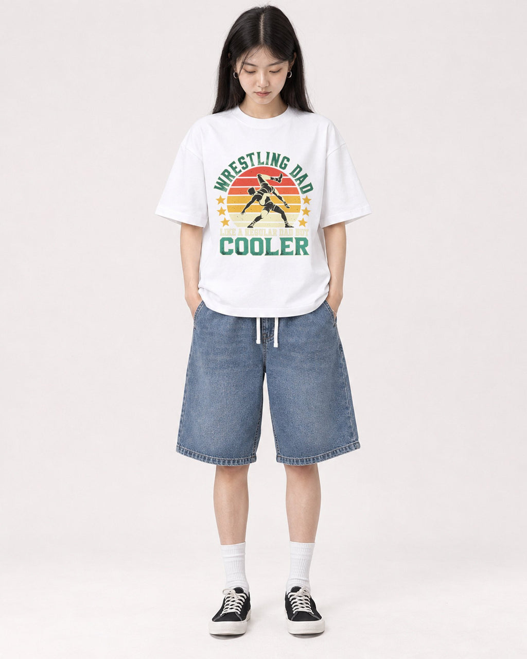 Mockup Boxy Heavyweight Tee White female full-body 01