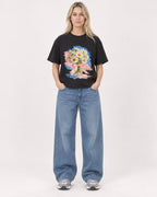 Mockup Boxy Heavyweight Tee Black female full-body 08