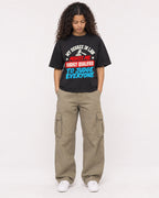 Mockup Boxy Heavyweight Tee Black female full-body 10