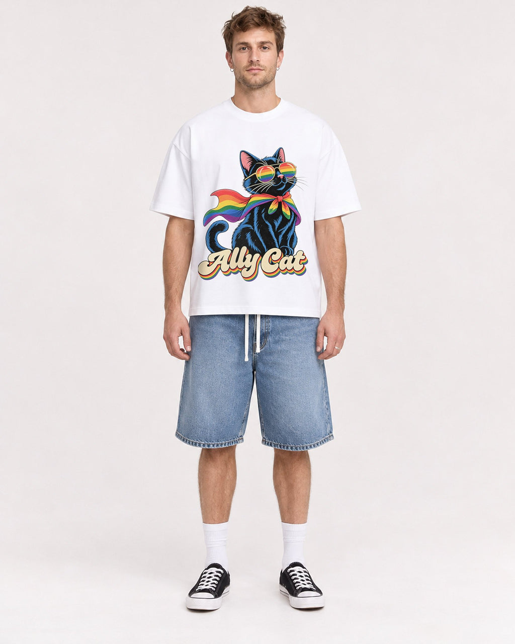 Mockup Boxy Heavyweight Tee White male full-body 08
