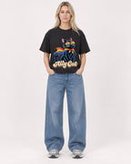 Mockup Boxy Heavyweight Tee Black female full-body 08