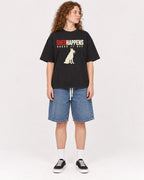 Mockup Boxy Heavyweight Tee Black female full-body 09