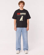 Mockup Boxy Heavyweight Tee Black male full-body 09
