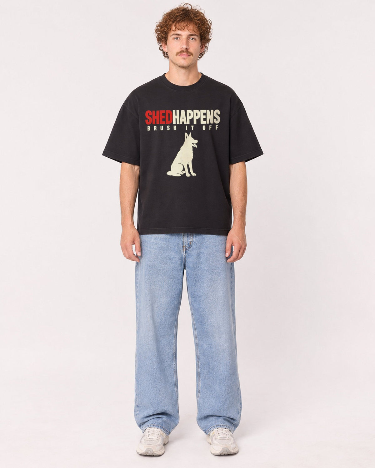 Mockup Boxy Heavyweight Tee Black male full-body 09