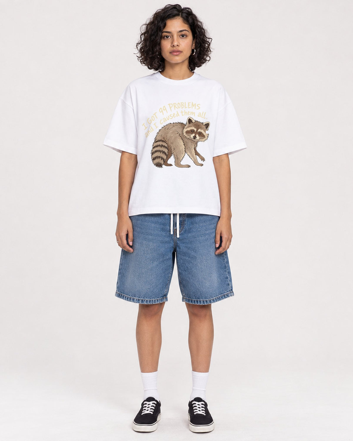 Mockup Boxy Heavyweight Tee White female full-body 26