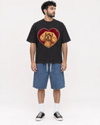 Mockup Boxy Heavyweight Tee Black male full-body 07