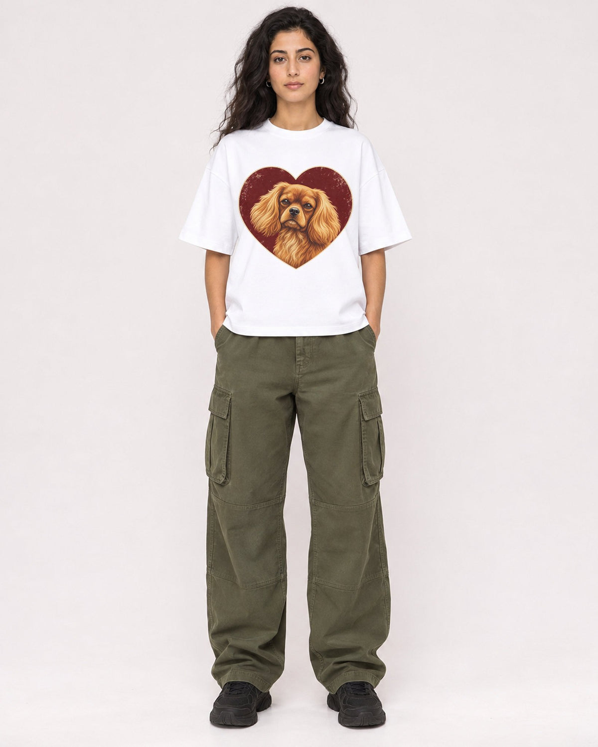 Mockup Boxy Heavyweight Tee White female full-body 07