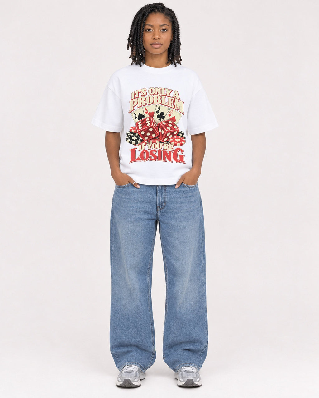 Mockup Boxy Heavyweight Tee White female full-body 15
