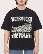 Mockup Boxy Heavyweight Tee Black male close-up 03