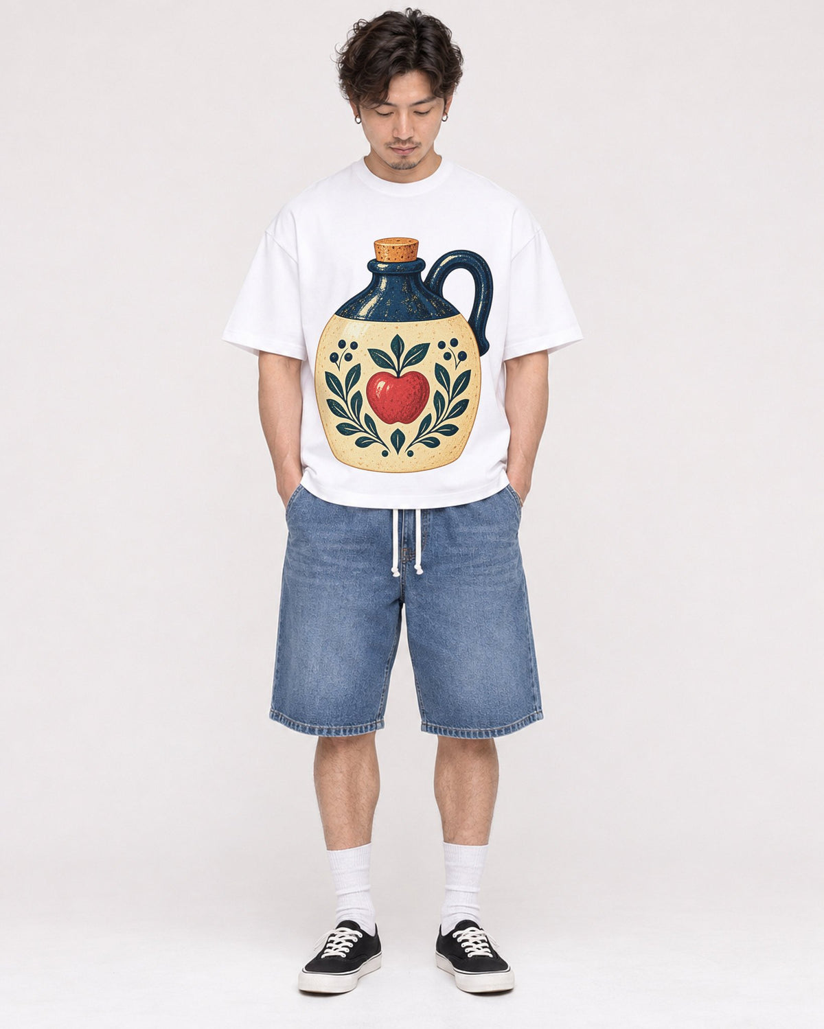 Mockup Boxy Heavyweight Tee White male full-body 03
