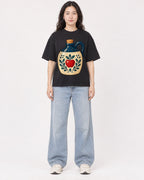 Mockup Boxy Heavyweight Tee Black female full-body 03