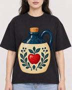 Mockup Boxy Heavyweight Tee Black female close-up 03