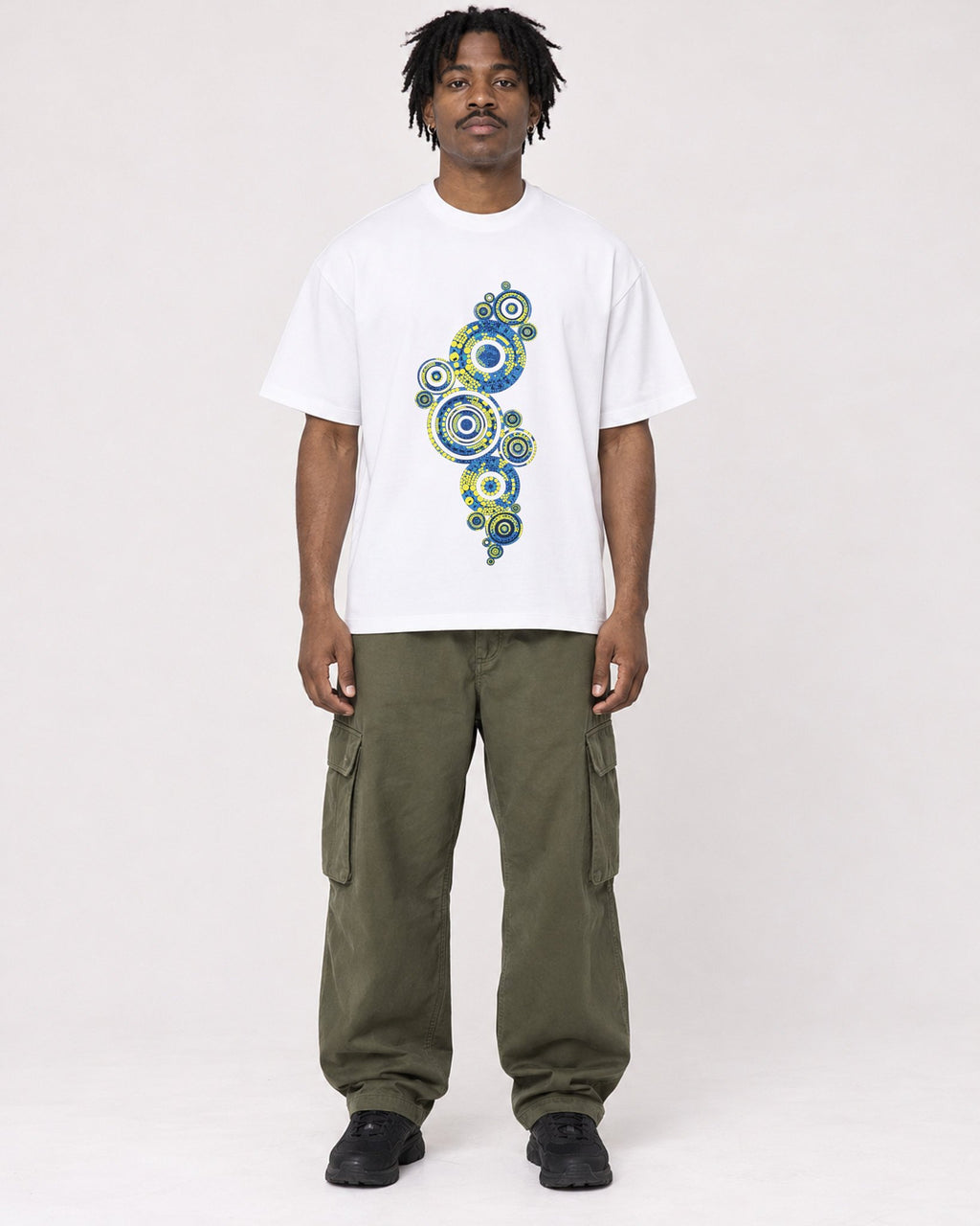 Mockup Boxy Heavyweight Tee White male full-body 04