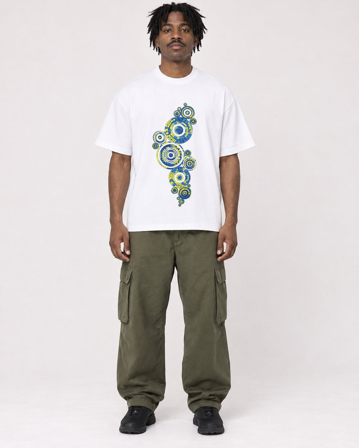 Mockup Boxy Heavyweight Tee White male full-body 04