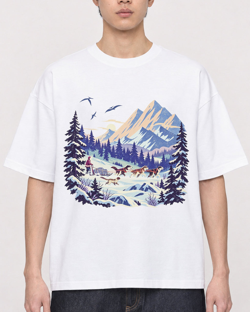 Mockup Boxy Heavyweight Tee White male close-up 01