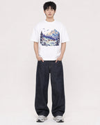 Mockup Boxy Heavyweight Tee White male full-body 01