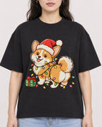 Mockup Boxy Heavyweight Tee Black female close-up 03