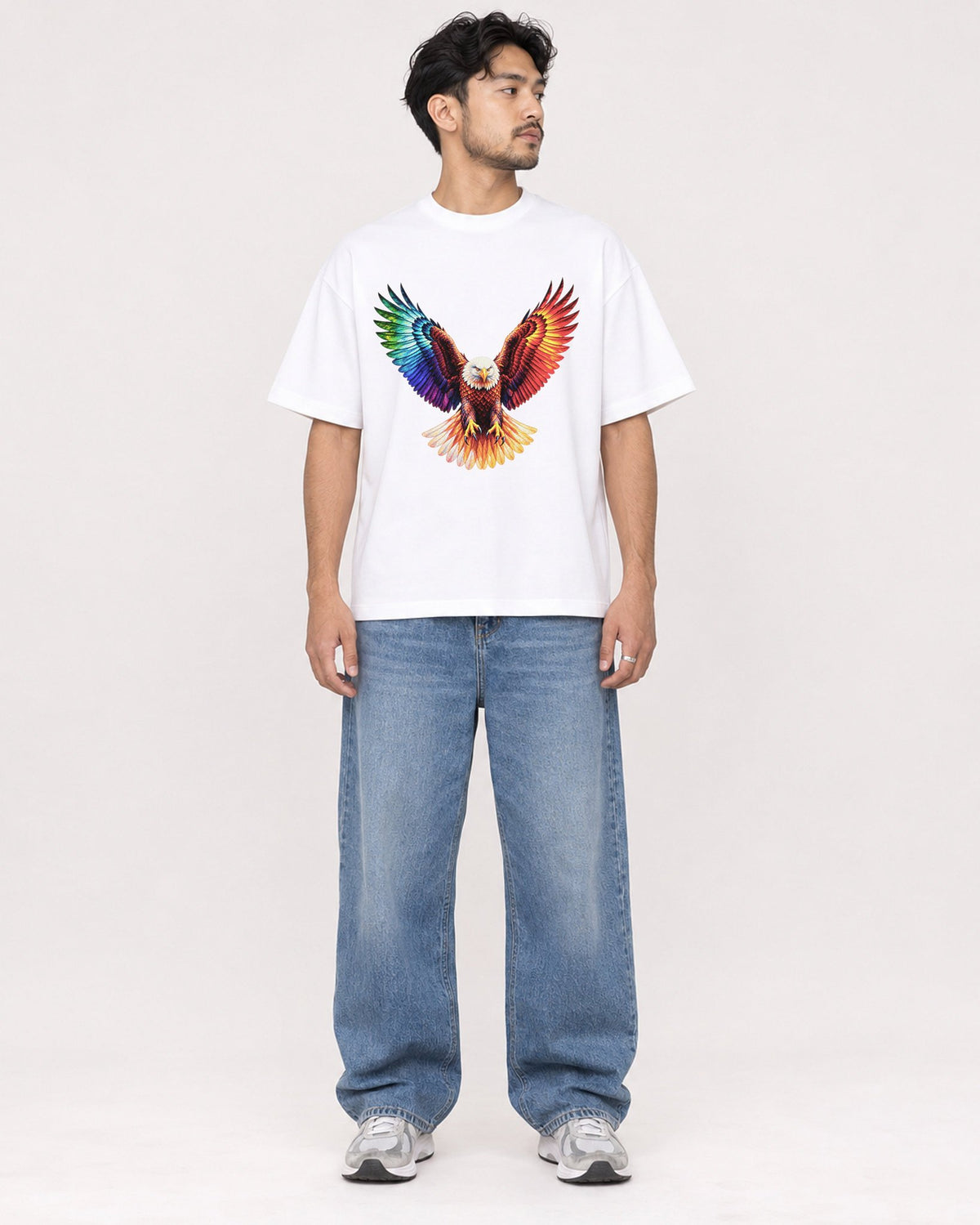 Mockup Boxy Heavyweight Tee White male full-body 02