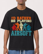 Mockup Boxy Heavyweight Tee Black male close-up 15