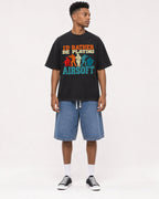 Mockup Boxy Heavyweight Tee Black male full-body 15