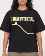 Mockup Boxy Heavyweight Tee Black female close-up 06