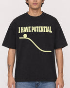 Mockup Boxy Heavyweight Tee Black male close-up 06
