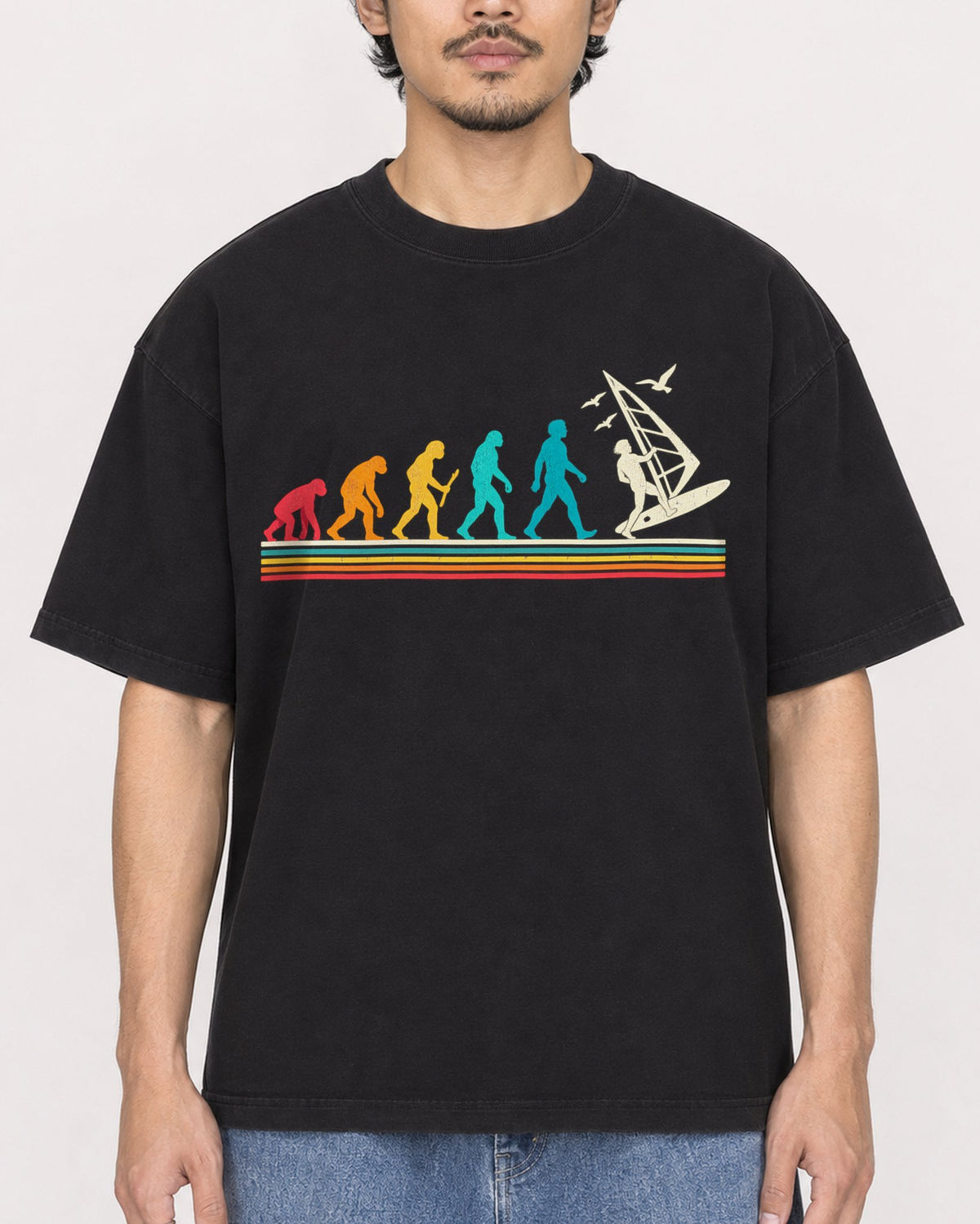 Mockup Boxy Heavyweight Tee Black male close-up 02