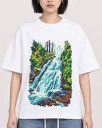 Mockup Boxy Heavyweight Tee White female close-up 11