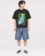 Mockup Boxy Heavyweight Tee Black male full-body 11