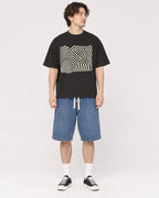 Mockup Boxy Heavyweight Tee Black male full-body 03
