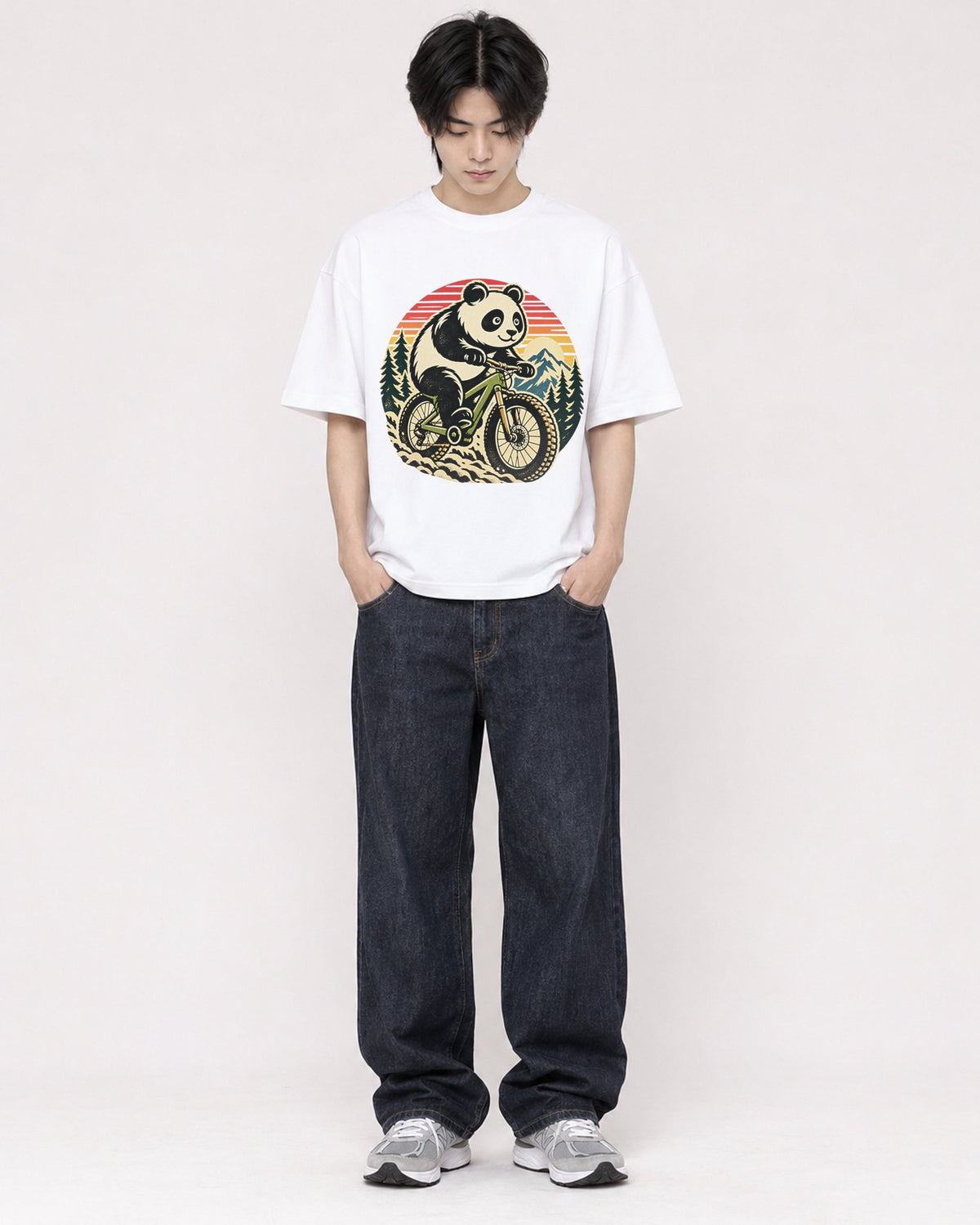 Mockup Boxy Heavyweight Tee White male full-body 11