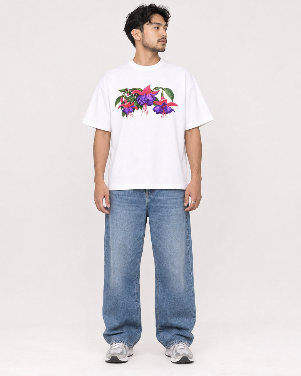 Mockup Boxy Heavyweight Tee White male full-body 02