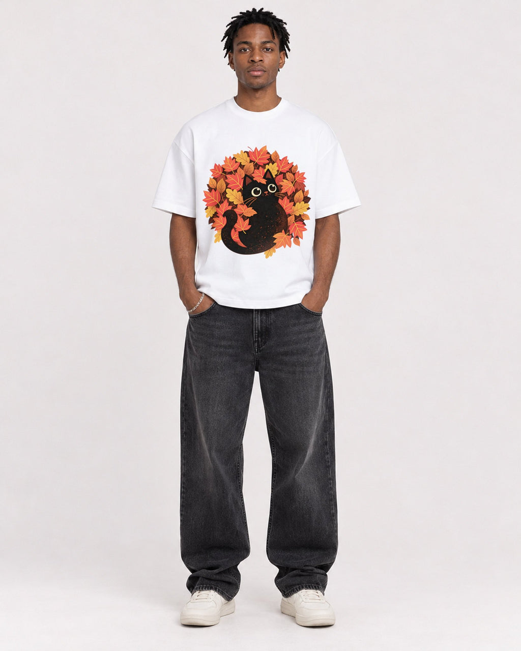 Mockup Boxy Heavyweight Tee White male full-body 05