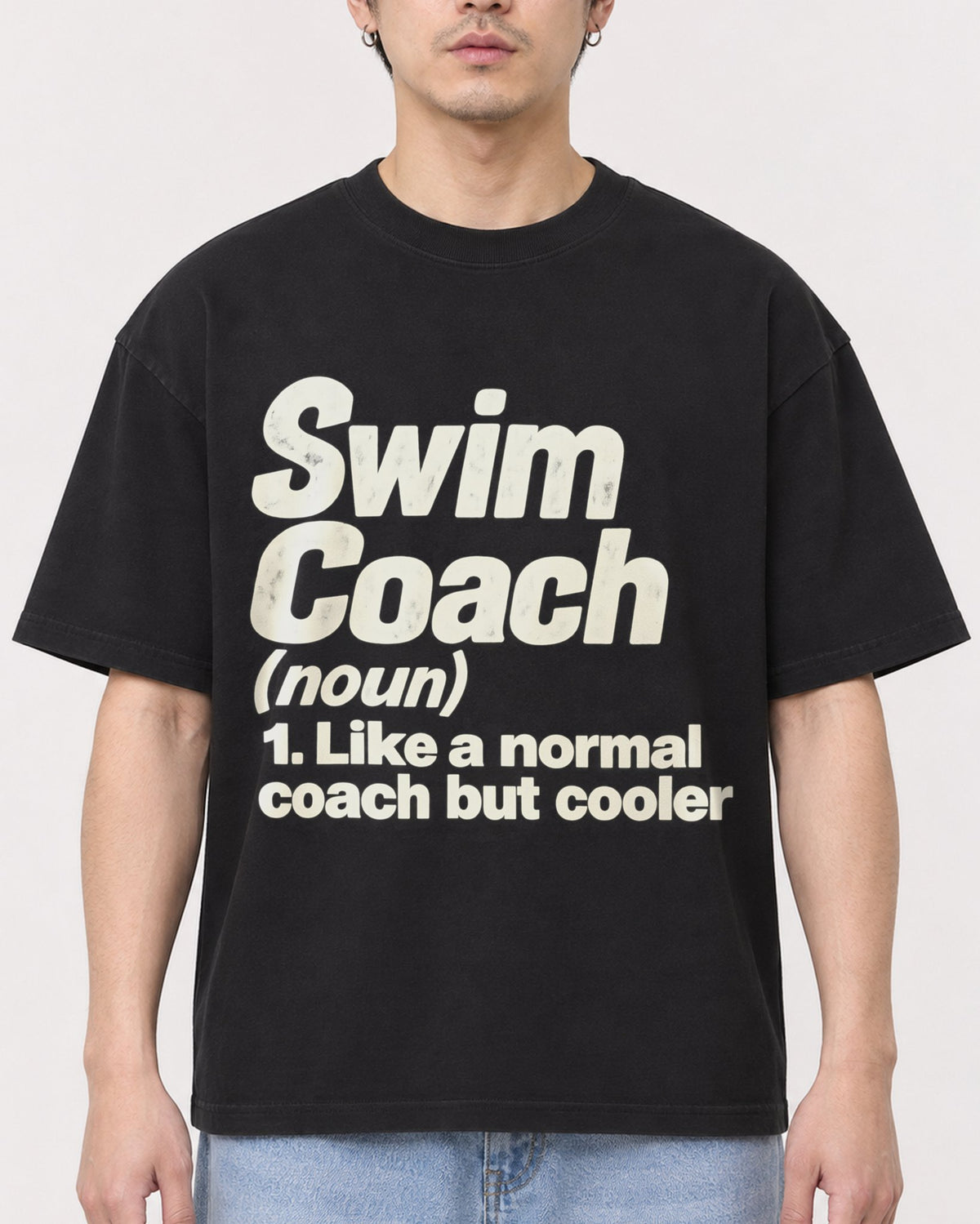 Mockup Boxy Heavyweight Tee Black male close-up 13
