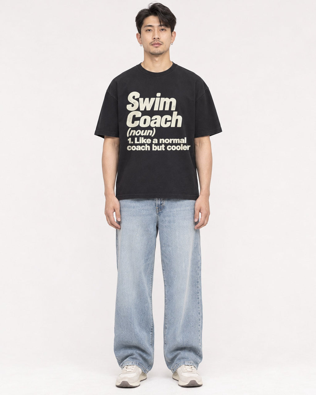 Mockup Boxy Heavyweight Tee Black male full-body 13