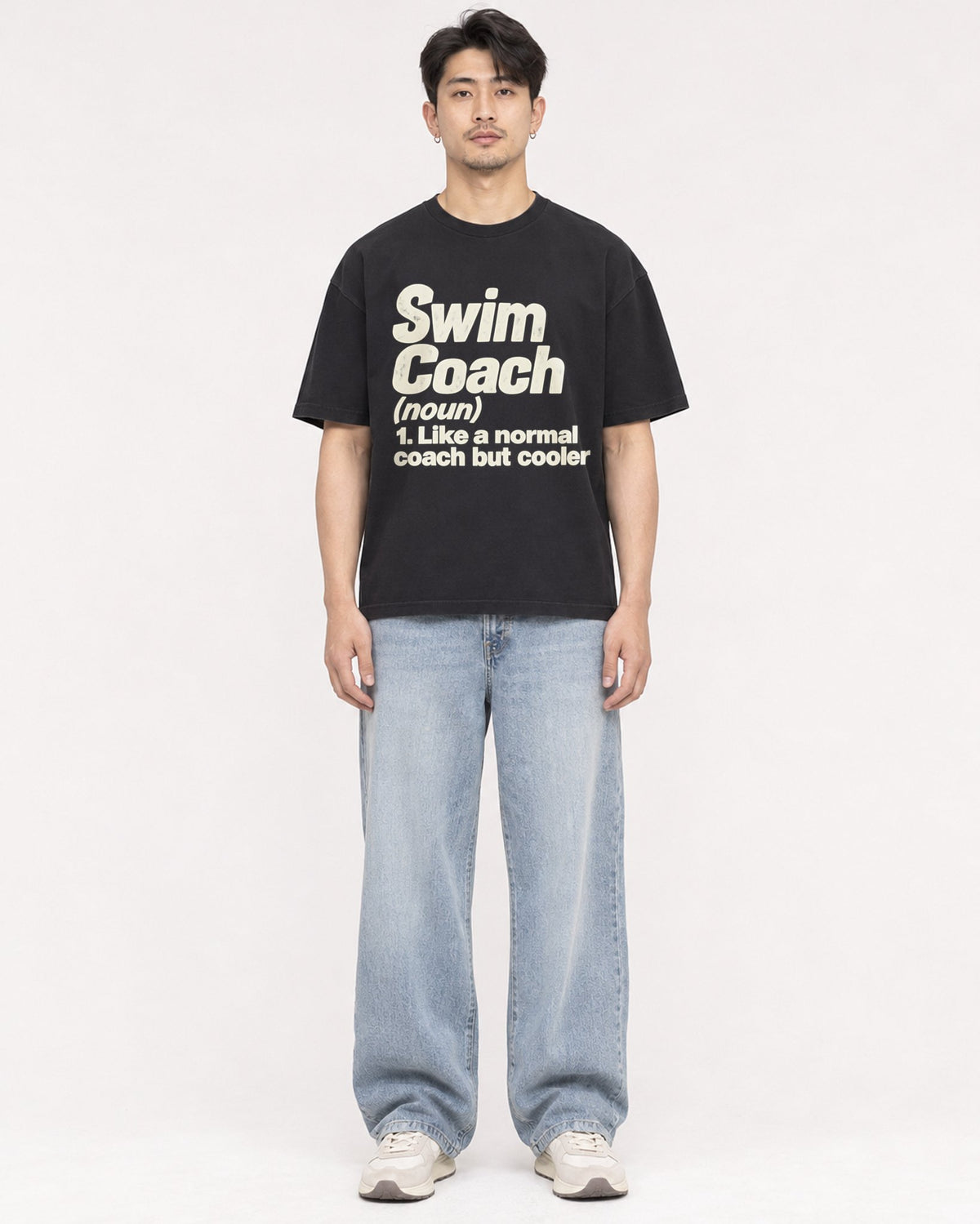 Mockup Boxy Heavyweight Tee Black male full-body 13