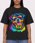 Mockup Boxy Heavyweight Tee Black female close-up 04
