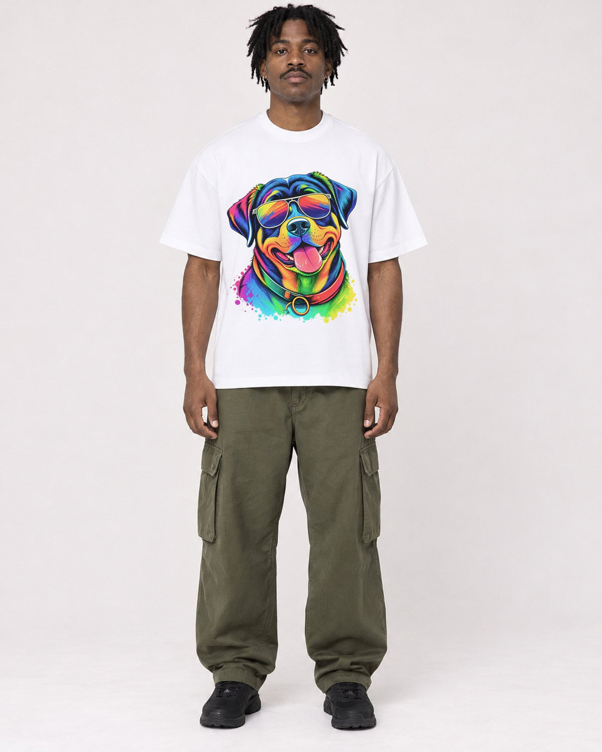 Mockup Boxy Heavyweight Tee White male full-body 04