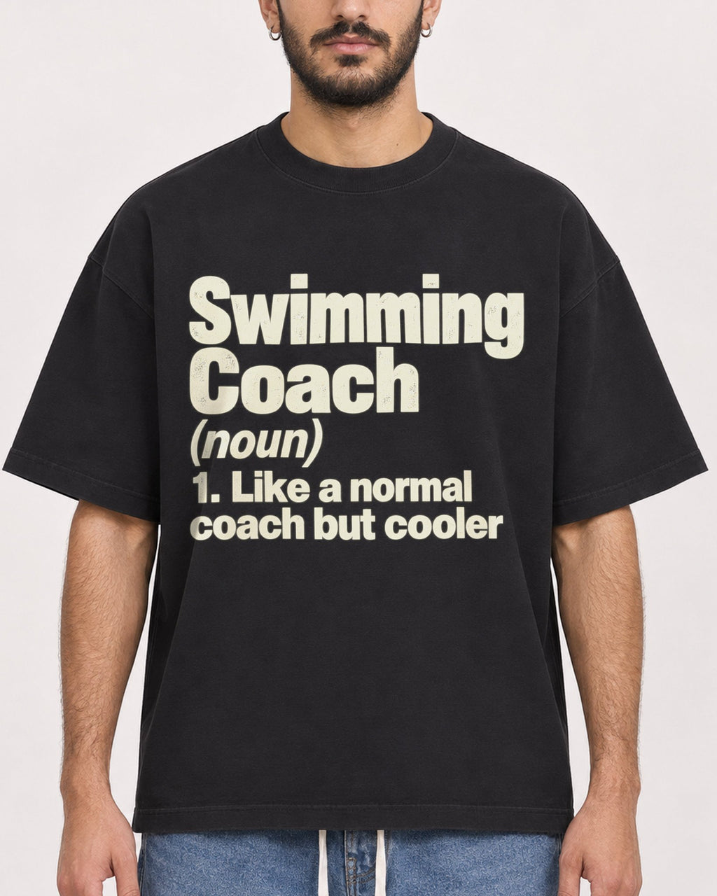 Mockup Boxy Heavyweight Tee Black male close-up 07