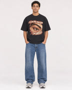 Mockup Boxy Heavyweight Tee Black male full-body 10