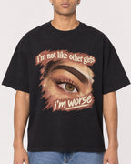 Mockup Boxy Heavyweight Tee Black male close-up 10