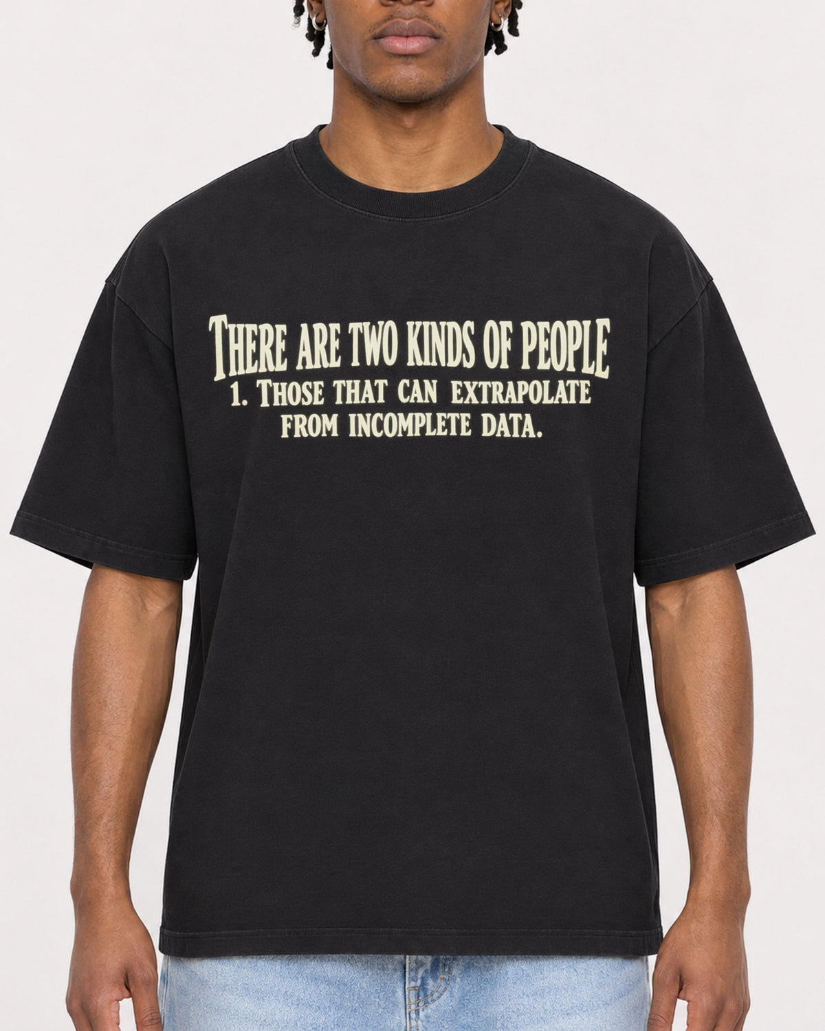 Mockup Boxy Heavyweight Tee Black male close-up 05