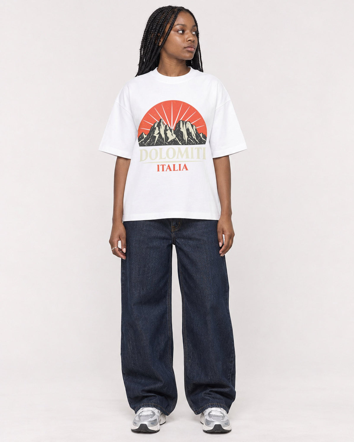 Mockup Boxy Heavyweight Tee White female full-body 04