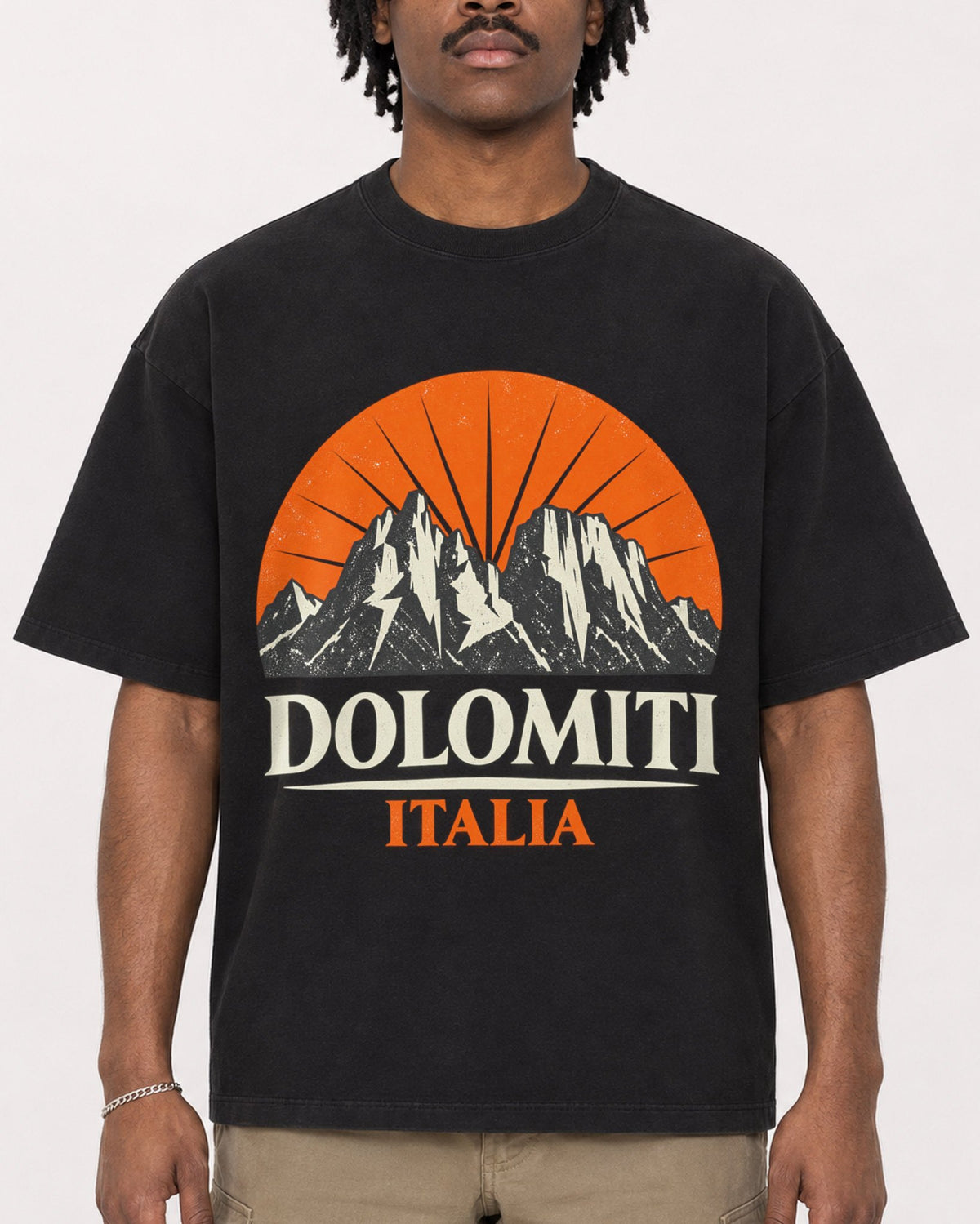 Mockup Boxy Heavyweight Tee Black male close-up 04