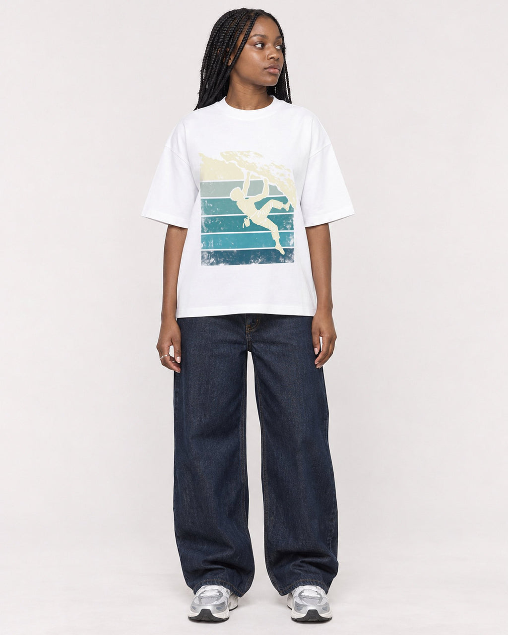 Mockup Boxy Heavyweight Tee White female full-body 04