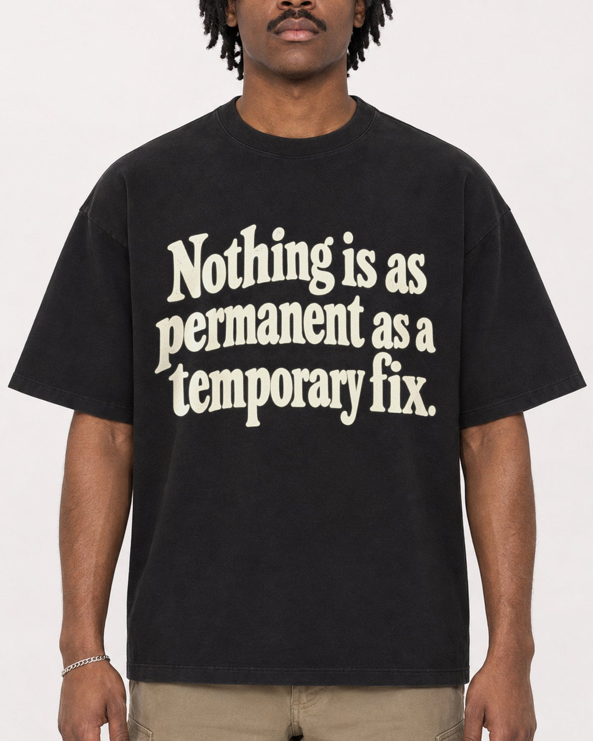 Mockup Boxy Heavyweight Tee Black male close-up 04