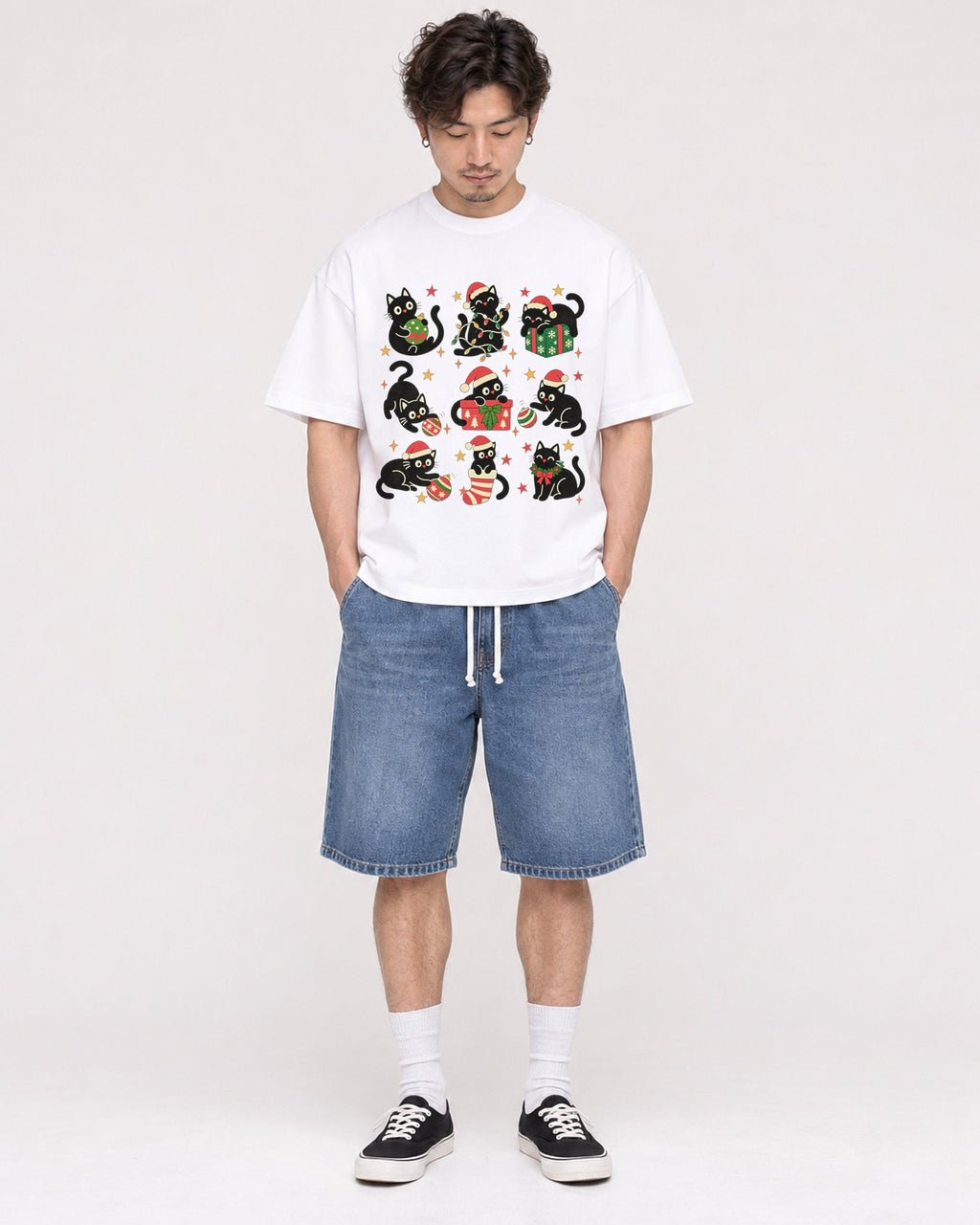 Mockup Boxy Heavyweight Tee White male full-body 03