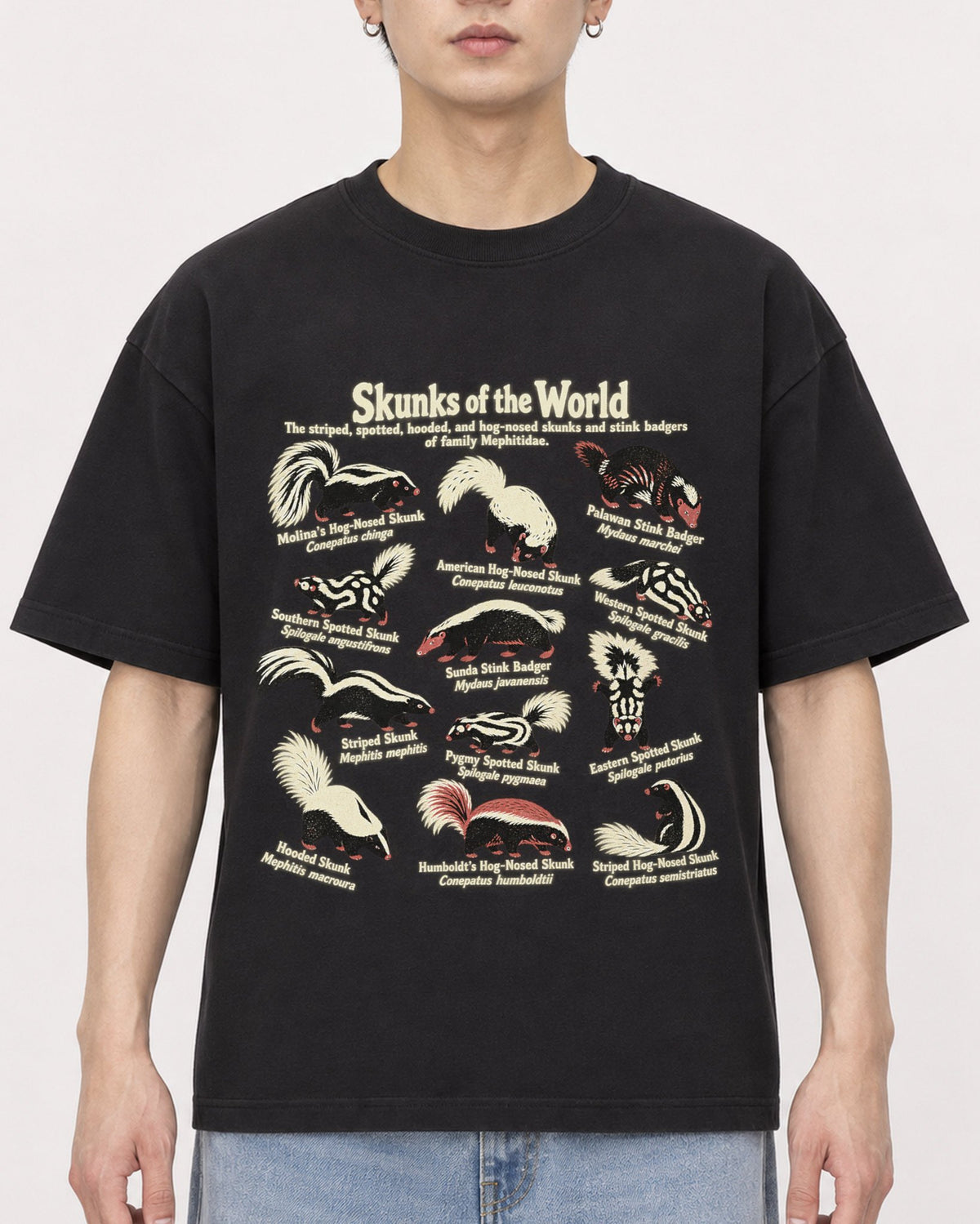 Mockup Boxy Heavyweight Tee Black male close-up 01