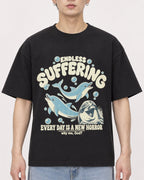 Mockup Boxy Heavyweight Tee Black male close-up 01