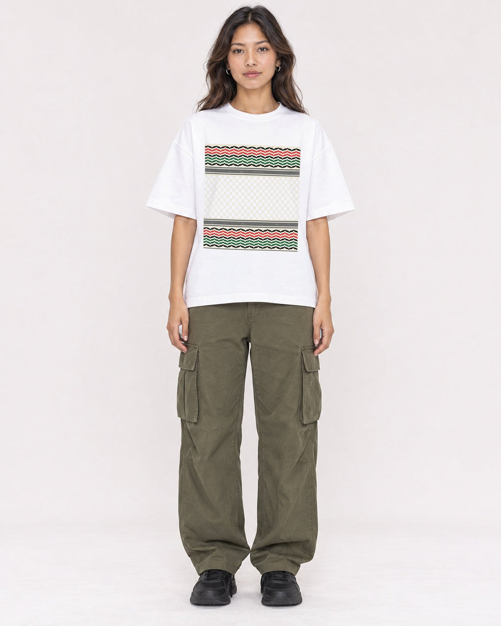 Mockup Boxy Heavyweight Tee White female full-body 02